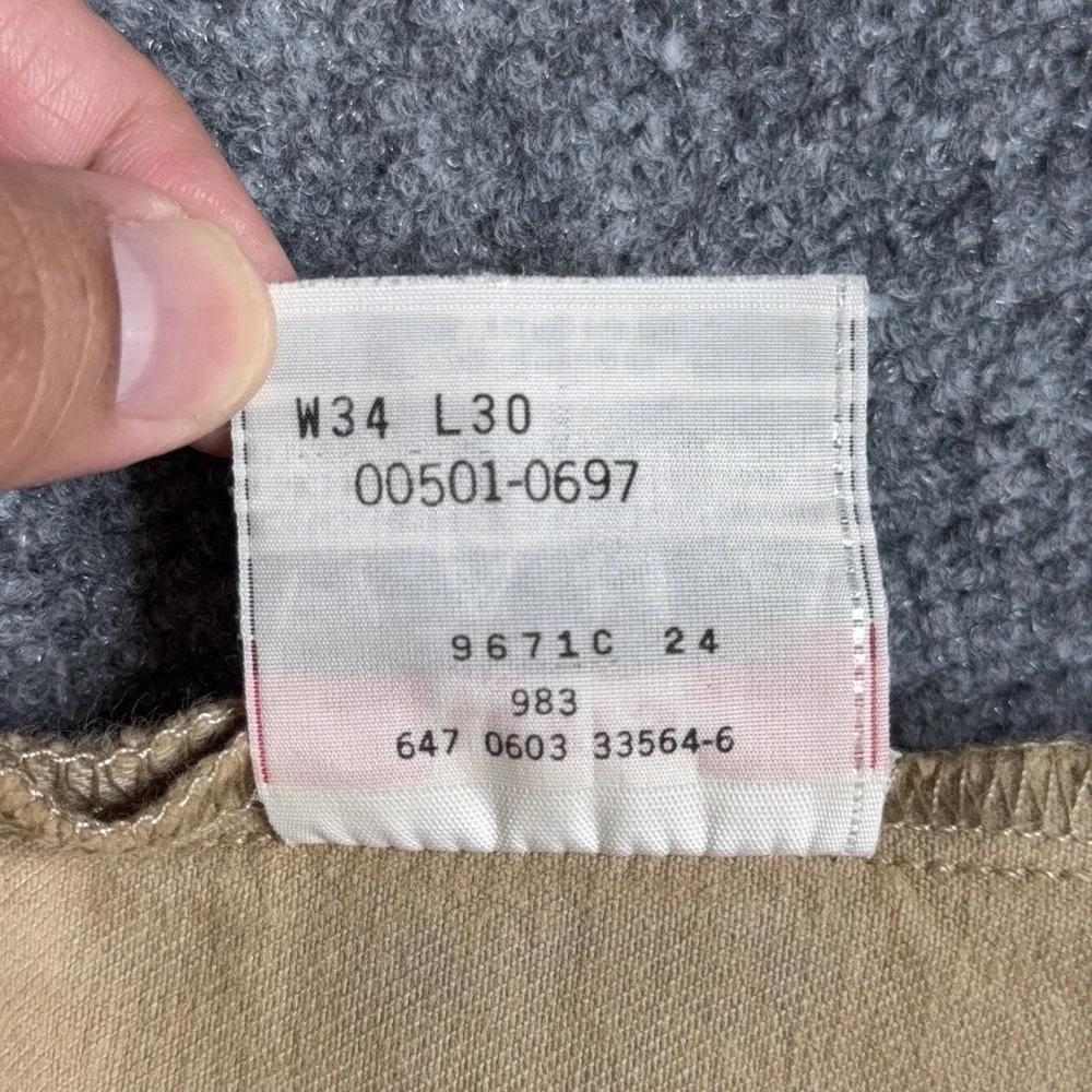 Vintage Levis 501 Jeans Mens 34x30 Brown Button Fly Straight Leg Denim Y2K